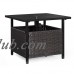 Ulax Furniture Patio PE Wicker Umbrella Side Table Stand, Outdoor Bistro Table With Umbrella Hole   